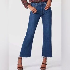 PAIGE Women's Dark Blue Leenah Ankle Straight Leg Jeans